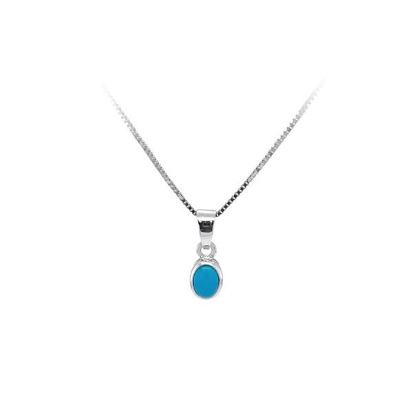 Mặt dây chuyền bằng vàng trắng đính đá turquoise