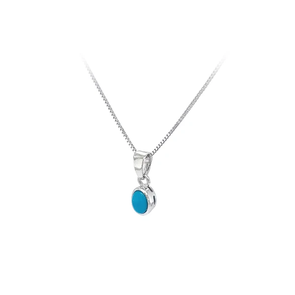 Mặt dây chuyền bằng vàng trắng đính đá turquoise