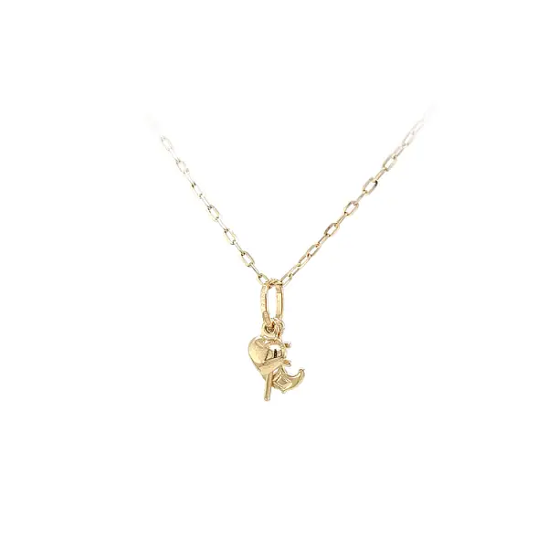 Mặt dây chuyền vàng hình trái tim, neo và thánh giá