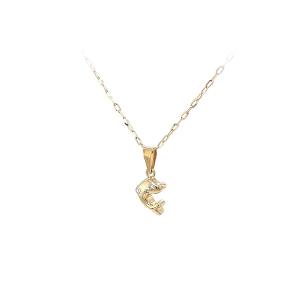 Mặt dây chuyền hình cá heo vàng đính đá zircon
