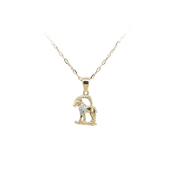 Mặt dây chuyền vàng biểu tượng chòm sao Ma Kết với đá zircon