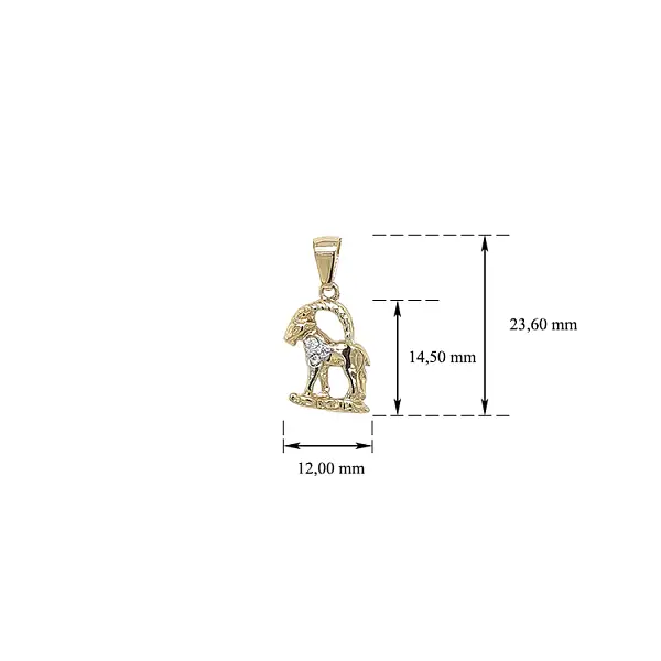 Mặt dây chuyền vàng biểu tượng chòm sao Ma Kết với đá zircon