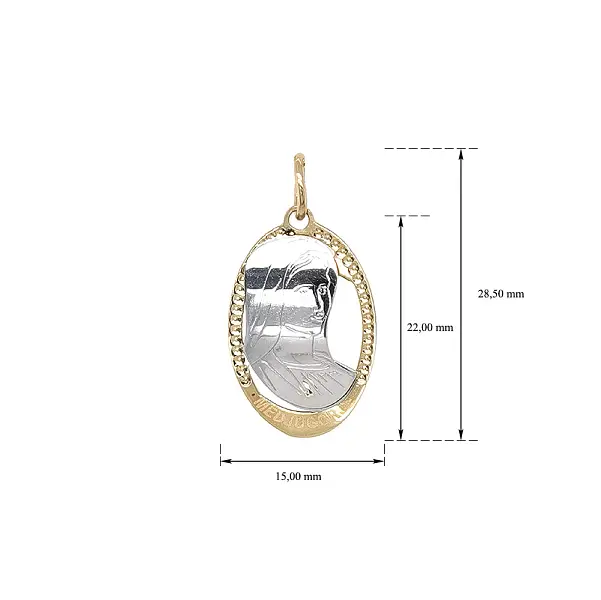 Mặt dây chuyền Đức Mẹ Đồng Trinh Maria bằng vàng kết hợp