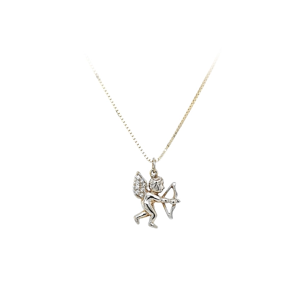 Mặt dây chuyền thiên thần với đá zircon được làm từ vàng kết hợp