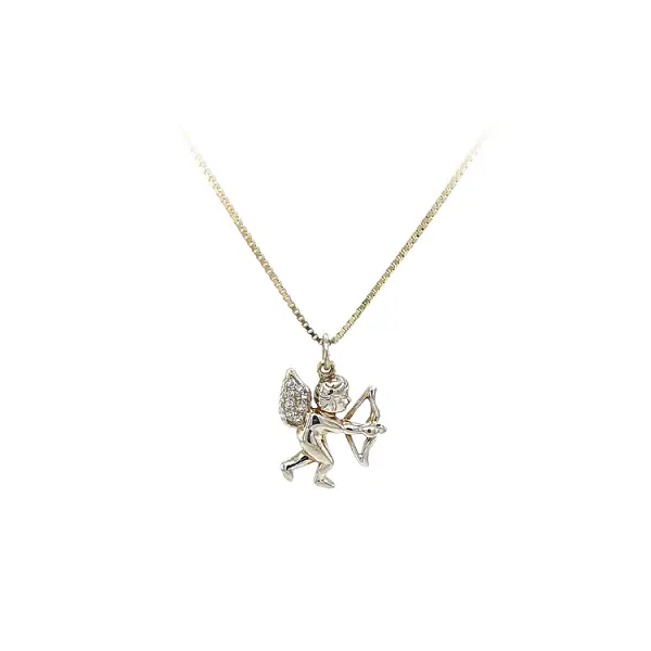 Mặt dây chuyền thiên thần với đá zircon được làm từ vàng kết hợp