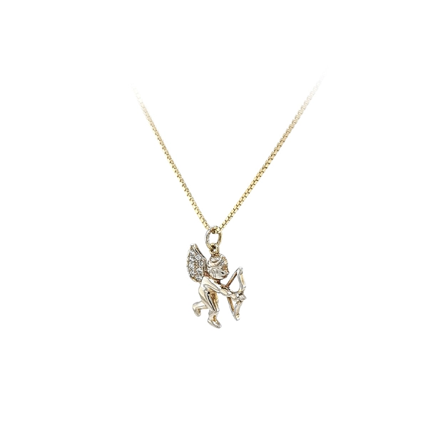 Mặt dây chuyền thiên thần với đá zircon được làm từ vàng kết hợp