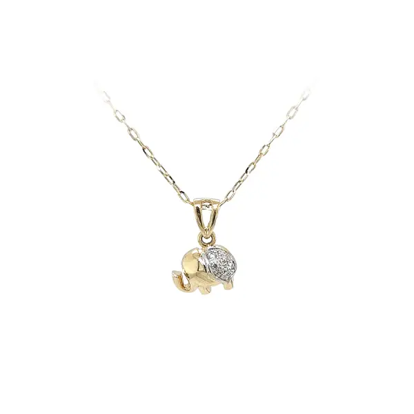 Mặt dây chuyền vàng hình voi đính đá zircon