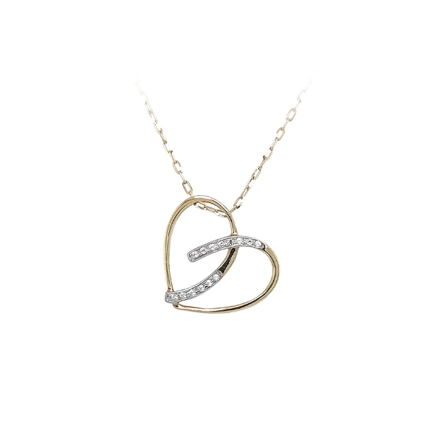 Mặt dây chuyền hình trái tim bằng vàng đính đá zircon