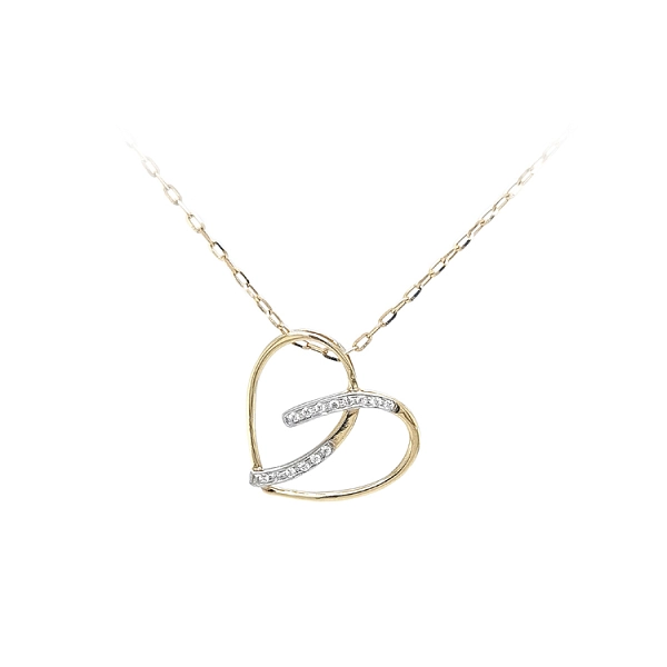 Mặt dây chuyền hình trái tim bằng vàng đính đá zircon