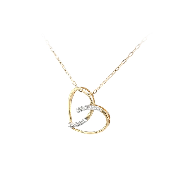 Mặt dây chuyền hình trái tim bằng vàng đính đá zircon