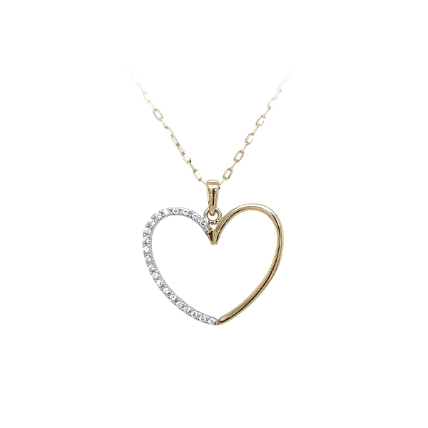 Mặt dây chuyền hình trái tim bằng vàng đính đá zircon