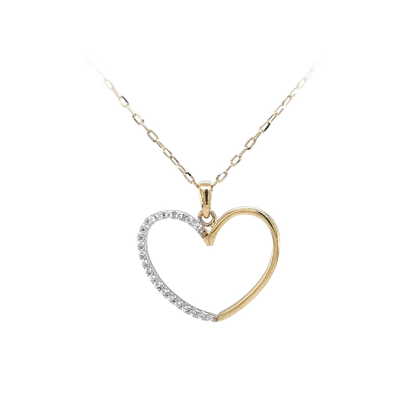 Mặt dây chuyền hình trái tim bằng vàng đính đá zircon
