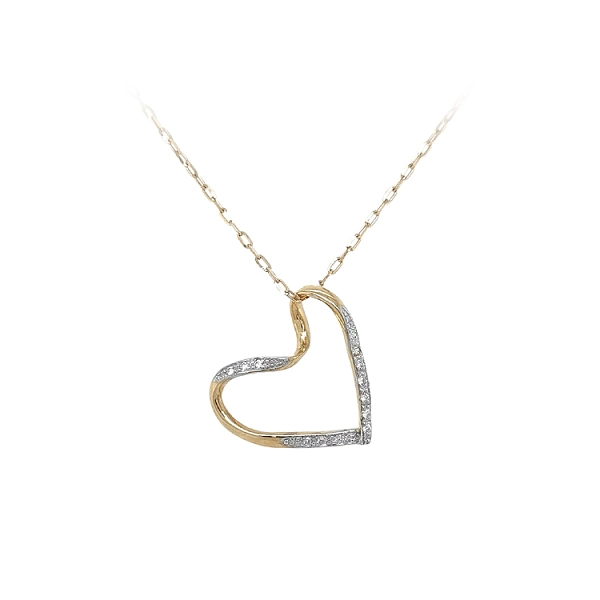 Mặt dây chuyền hình trái tim bằng vàng đính đá zircon