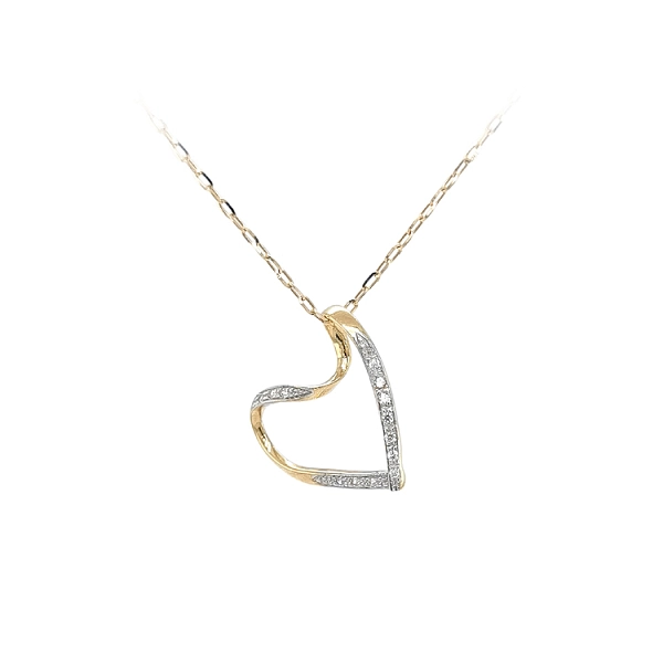 Mặt dây chuyền hình trái tim bằng vàng đính đá zircon