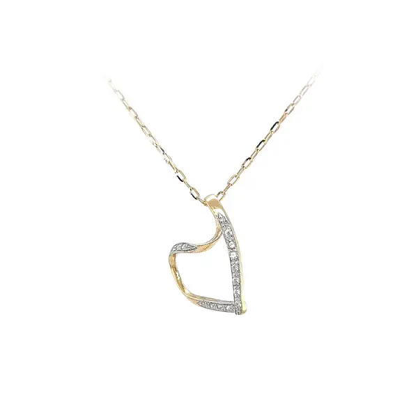 Mặt dây chuyền hình trái tim bằng vàng đính đá zircon