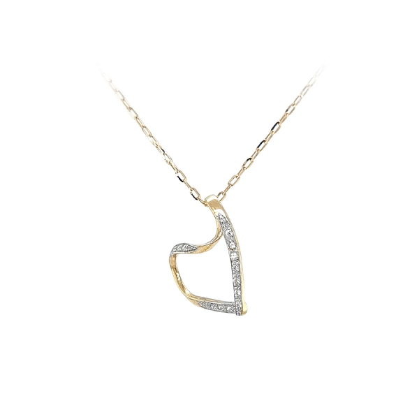 Mặt dây chuyền hình trái tim bằng vàng đính đá zircon