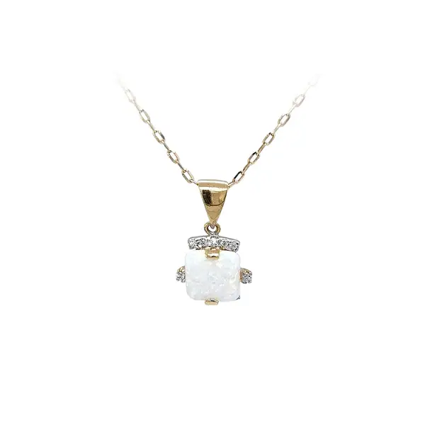 Mặt dây chuyền vàng đính ngọc opal và zircon
