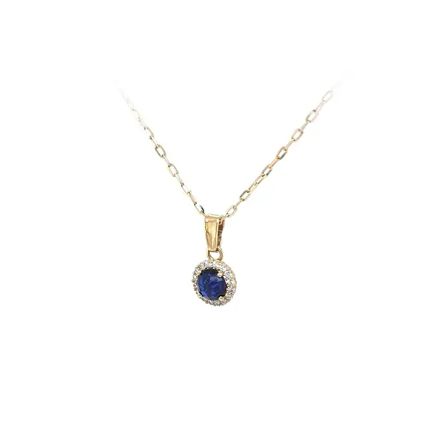 Mặt dây chuyền vàng đính đá xanh