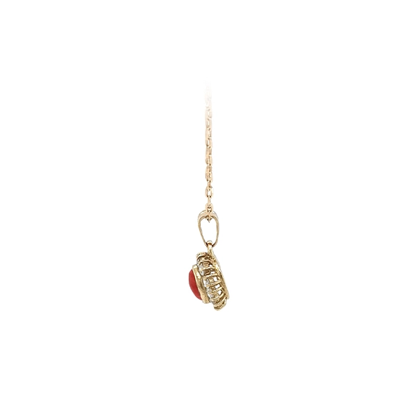 Mặt dây chuyền vàng đính san hô và đá zircon