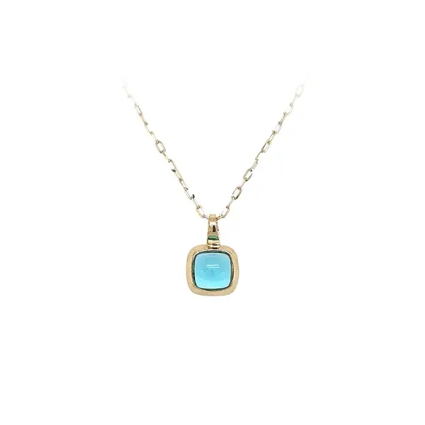 Mặt dây chuyền vàng đính đá xanh