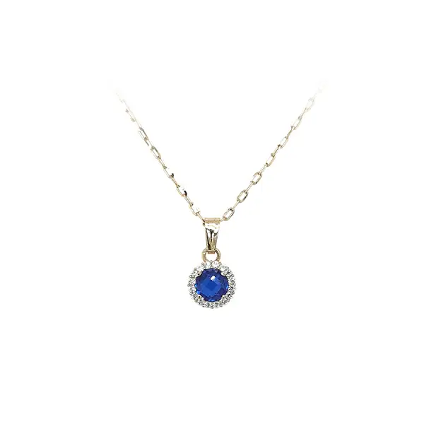 Mặt dây chuyền vàng đính đá xanh