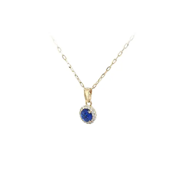 Mặt dây chuyền vàng đính đá xanh