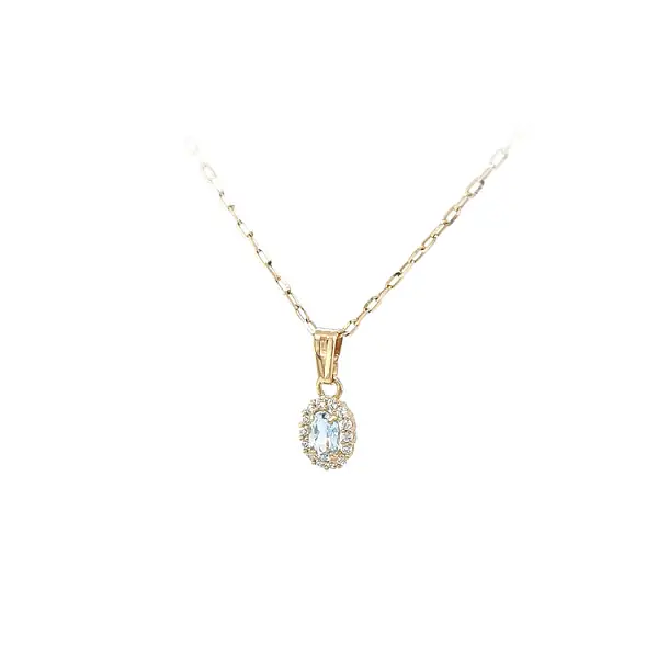 Mặt dây chuyền vàng đính đá xanh