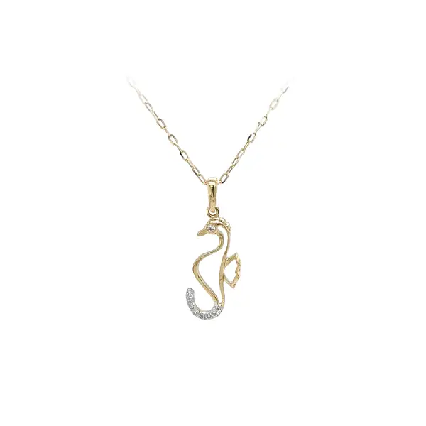 Mặt dây chuyền vàng hình ngựa biển đính đá zircon