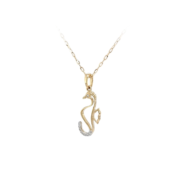Mặt dây chuyền vàng hình ngựa biển đính đá zircon