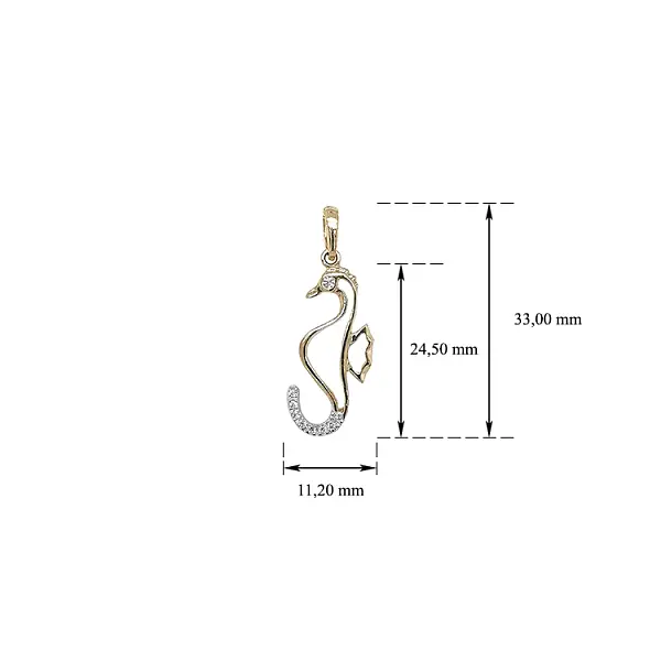 Mặt dây chuyền vàng hình ngựa biển đính đá zircon