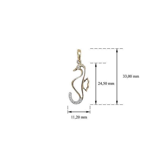 Mặt dây chuyền vàng hình ngựa biển đính đá zircon