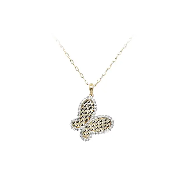 Mặt dây chuyền vàng hình bướm đính đá zircon