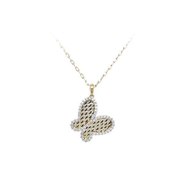 Mặt dây chuyền vàng hình bướm đính đá zircon