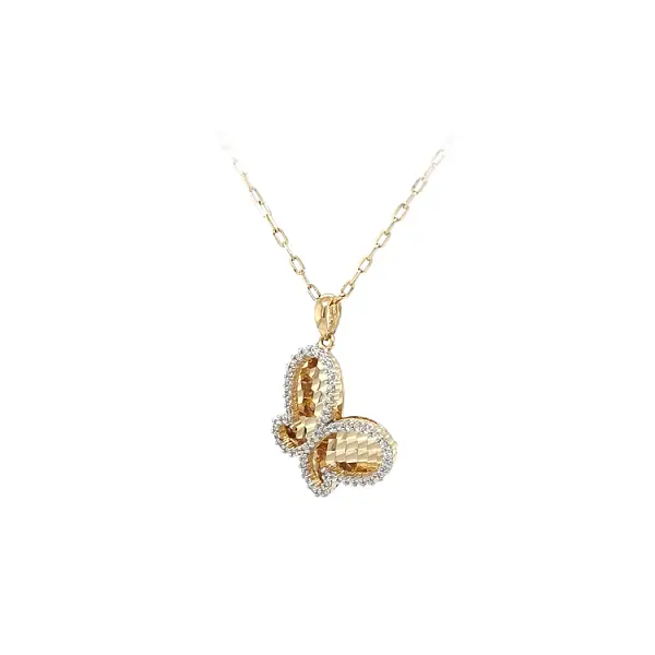 Mặt dây chuyền vàng hình bướm đính đá zircon