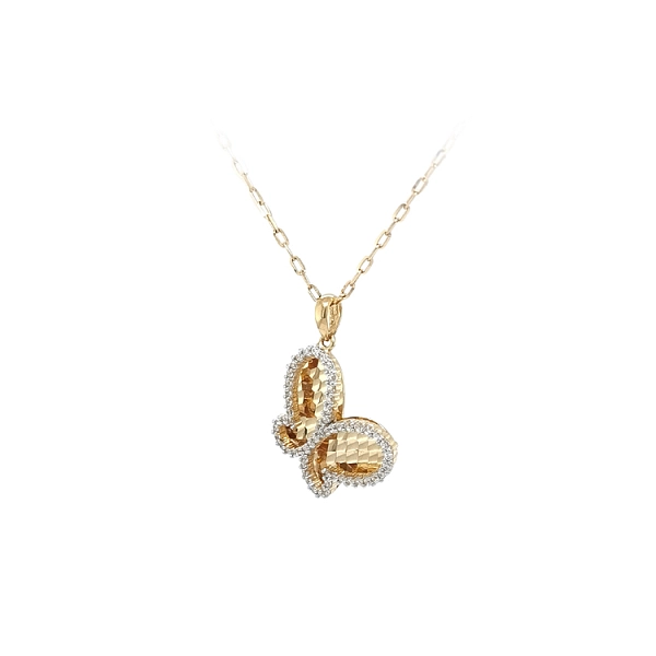 Mặt dây chuyền vàng hình bướm đính đá zircon