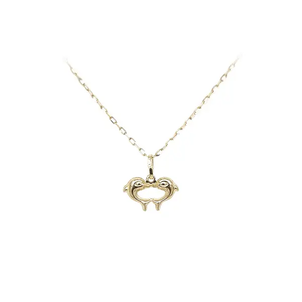 Mặt dây chuyền vàng hình trái tim có cá heo