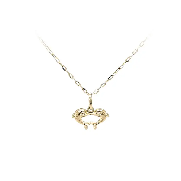 Mặt dây chuyền vàng hình trái tim có cá heo