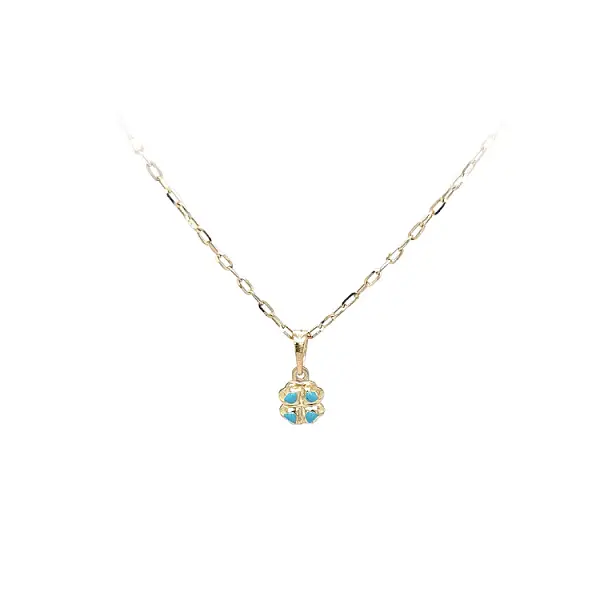 Mặt dây chuyền lá cỏ bốn lá vàng