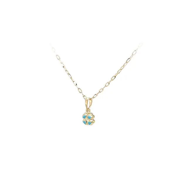 Mặt dây chuyền lá cỏ bốn lá vàng