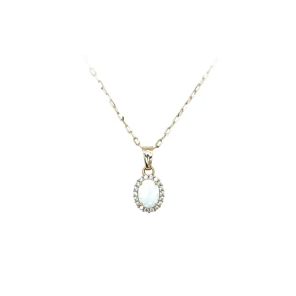 Mặt dây chuyền vàng đính ngọc opal và zircon