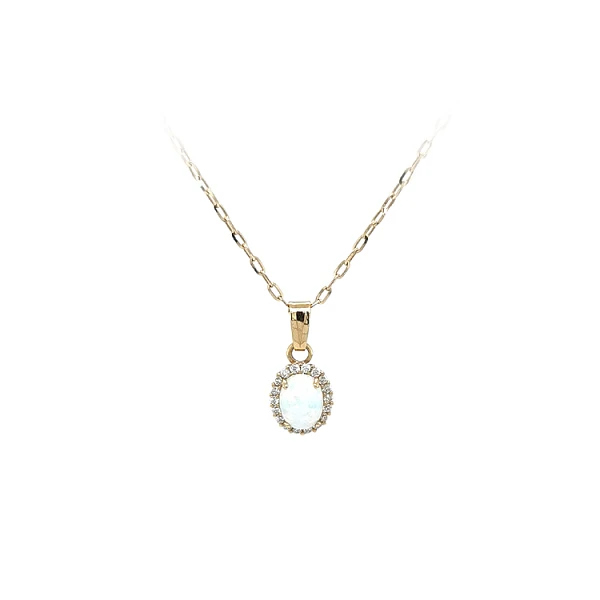 Mặt dây chuyền vàng đính ngọc opal và zircon