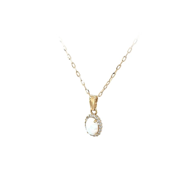Mặt dây chuyền vàng đính ngọc opal và zircon
