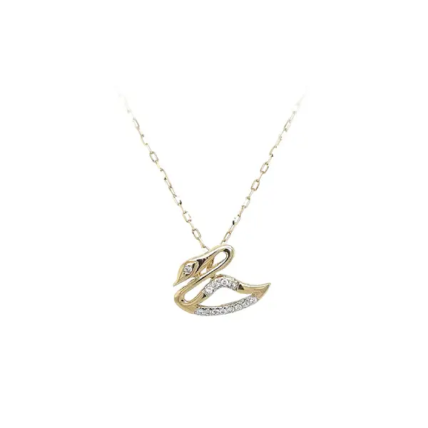 Mặt dây chuyền vàng hình thiên nga đính đá zircon