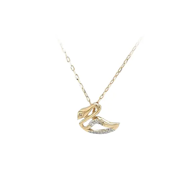 Mặt dây chuyền vàng hình thiên nga đính đá zircon