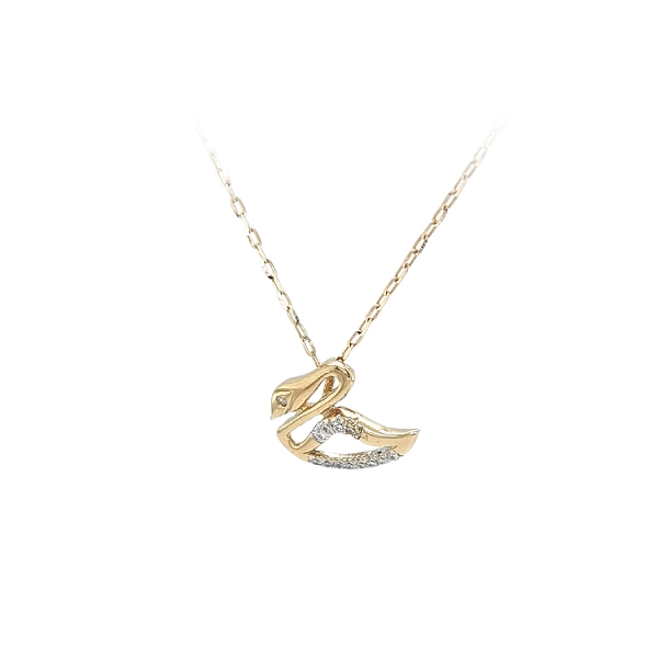 Mặt dây chuyền vàng hình thiên nga đính đá zircon