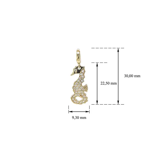 Mặt dây chuyền vàng hình ngựa biển đính đá zircon