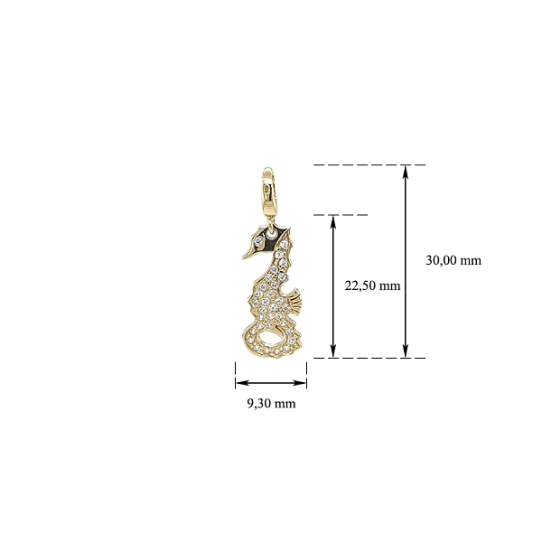 Mặt dây chuyền vàng hình ngựa biển đính đá zircon