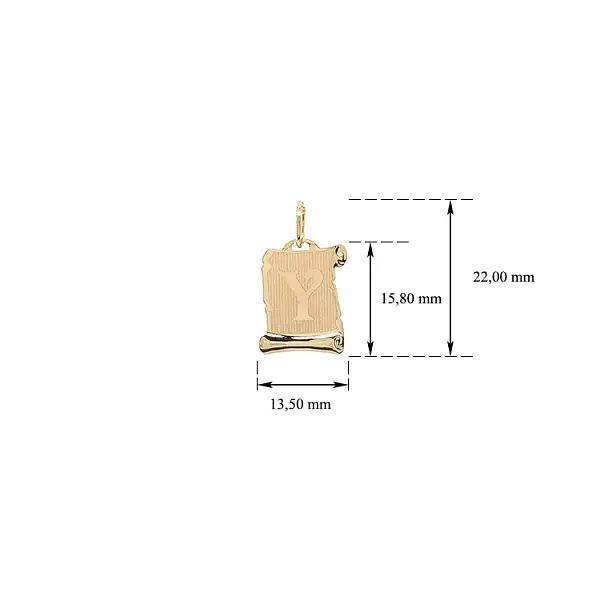 Mặt dây chuyền vàng hình lá thư bằng giấy da Y