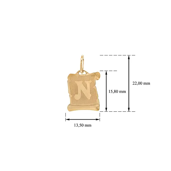 Mặt dây chuyền vàng chữ N