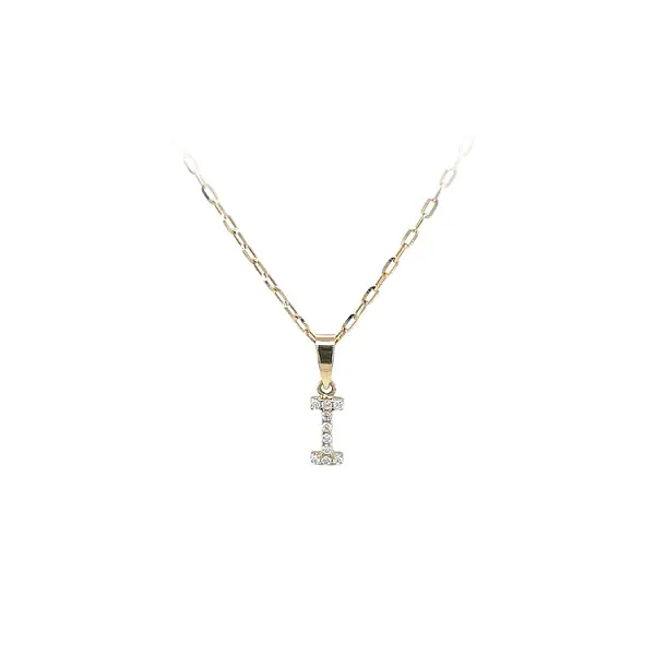 Mặt dây chuyền vàng hình chữ I đính đá zircon